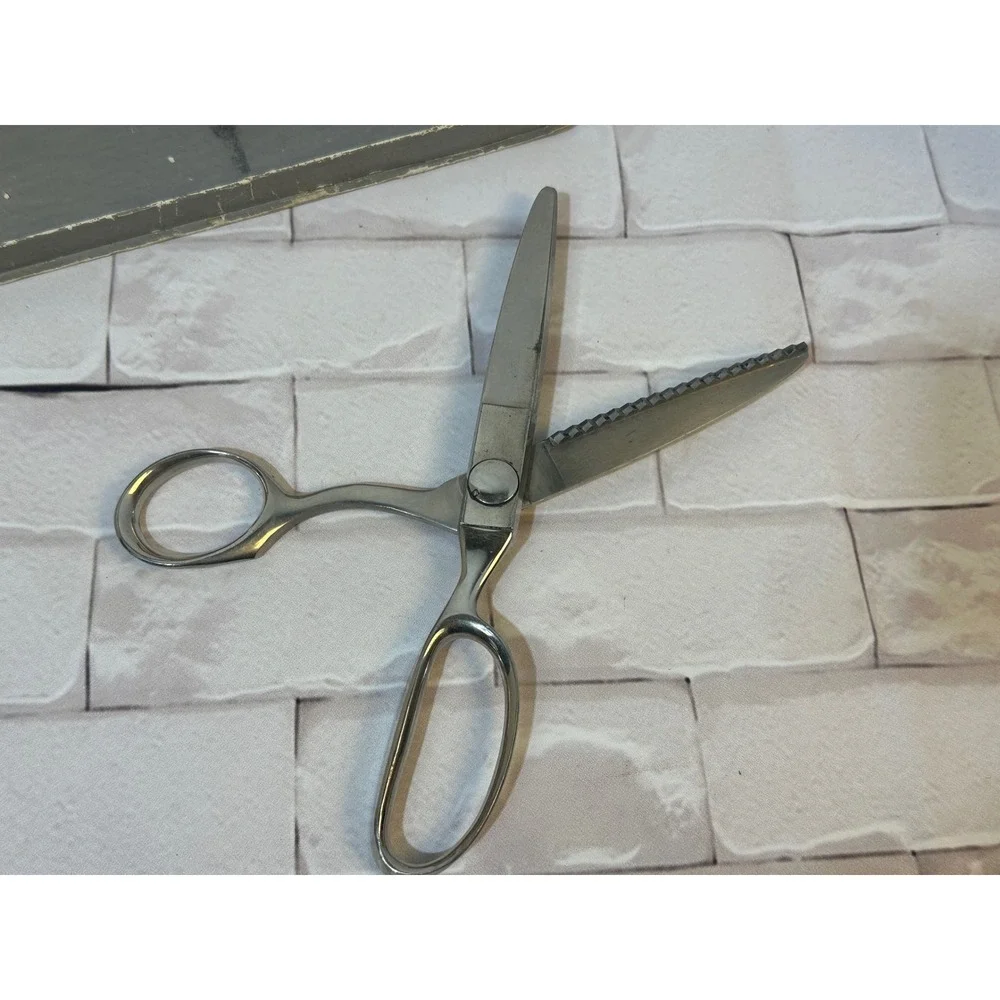 Vintage Wiss Model‎ C Pinking Shears Chrome Fabric Scissors Original Box USA